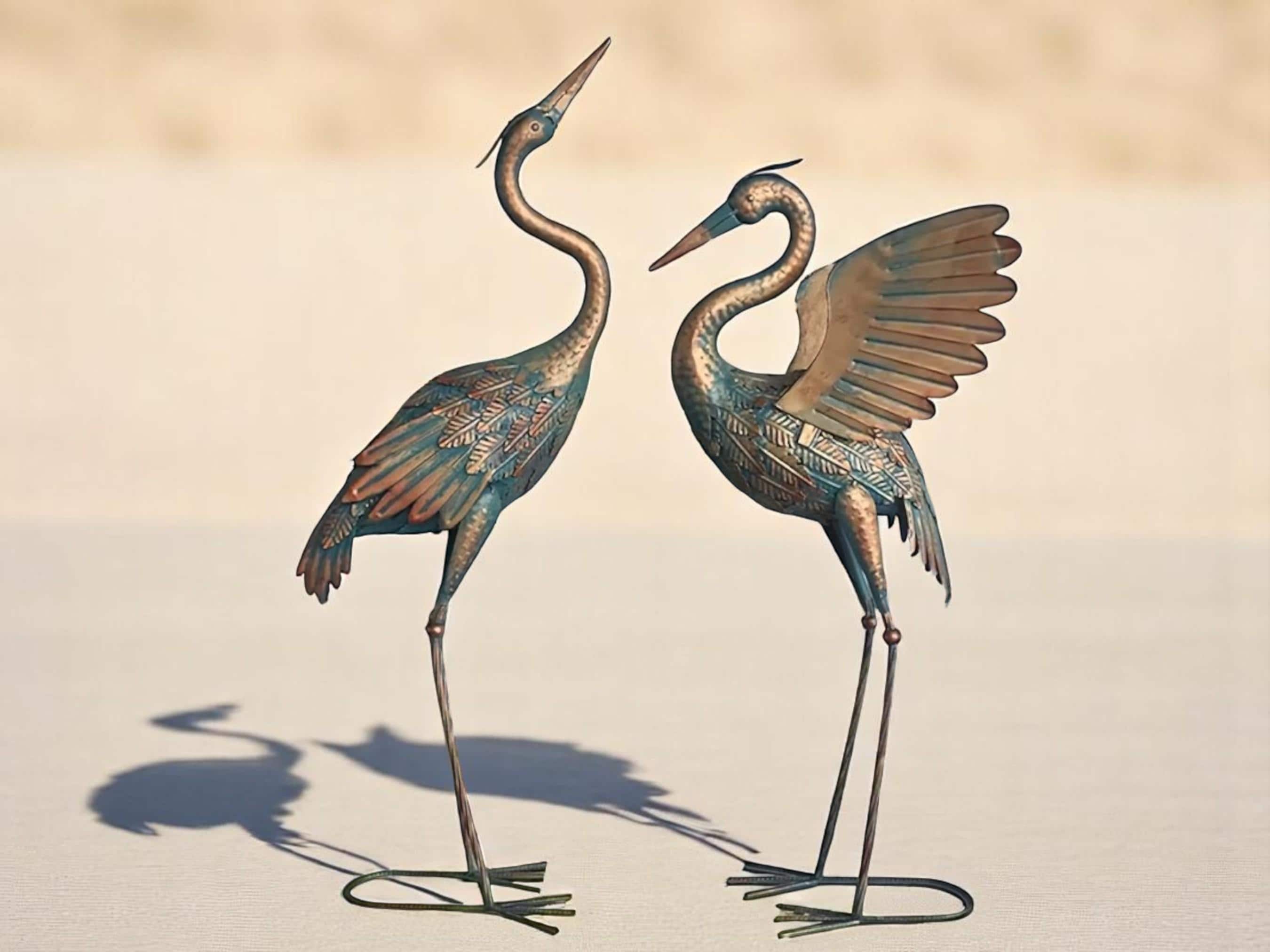 Metal Crane Garden Statues | Standing Bird Yard Decoration | Artistic ...