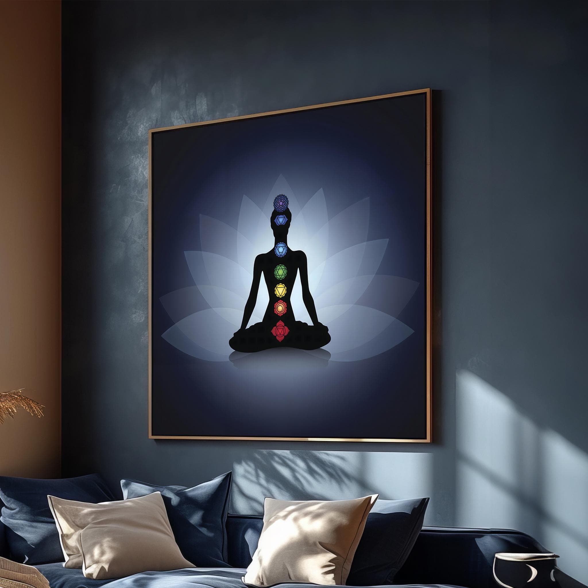 Chakra Meditation Canvas Wall Art, Spiritual Lotus Chakra Alignment ...