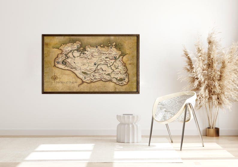 Map of Tamriel Canvas, the Elder Scrolls Map,game Poster, Game Art Map ...