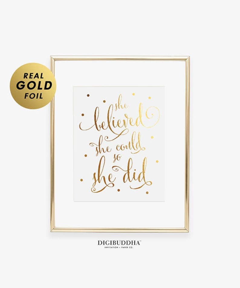 SHE BELIEVED She Could so She DID Gold Silver or Rose Gold - Etsy