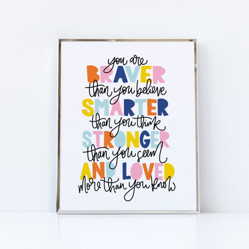 You Are Braver Than You Believe Poster Printable Wall Art - Etsy