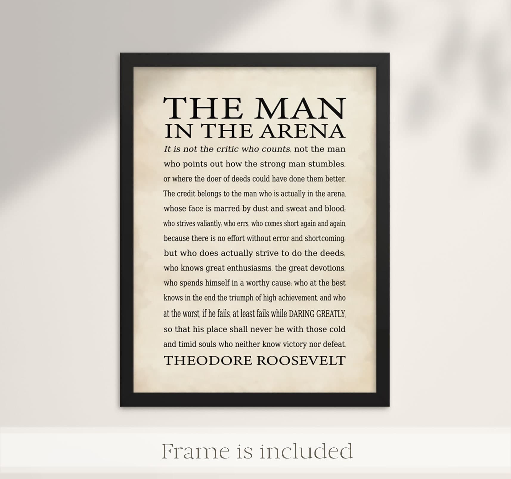 The Man in the Arena Framed Theodore Roosevelt Quote - Etsy