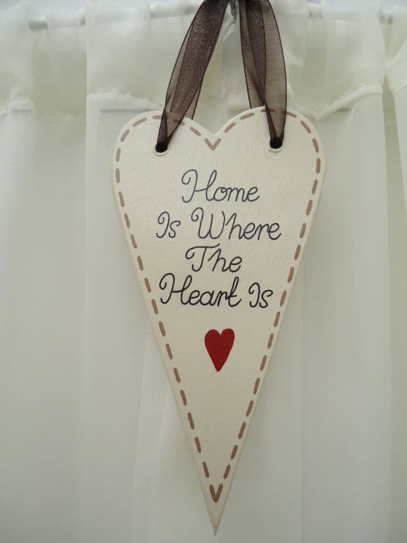 Handmade 'Home is where the heart is' Wooden Plaque