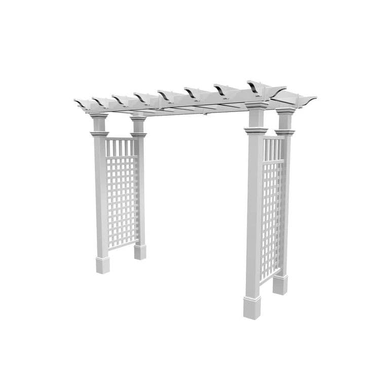 VITA 88"L x 32"W x87"H Fairfield Grande Vinyl Arbor with Trim, White ...