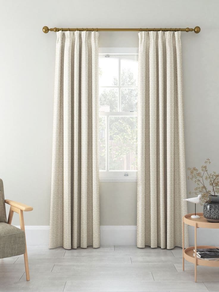 John Lewis Ivy Leaf Weave Pair Lined Pencil Pleat Curtains, Putty, W228 ...