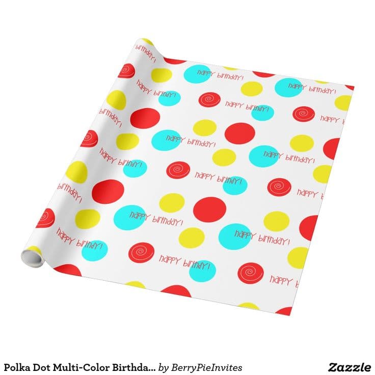 Colorful Polka Dot Birthday Wrapping Paper