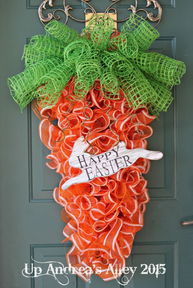 Carrot Wreath, Carrot and Bunny Wreath, Spring Carrot Wreath, Easter ...