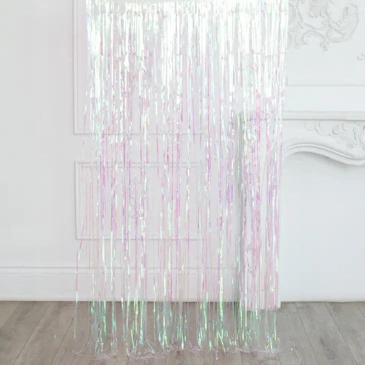 Metallic Foil Fringe Curtain Photo Backdrop - Iridescent | Photo ...