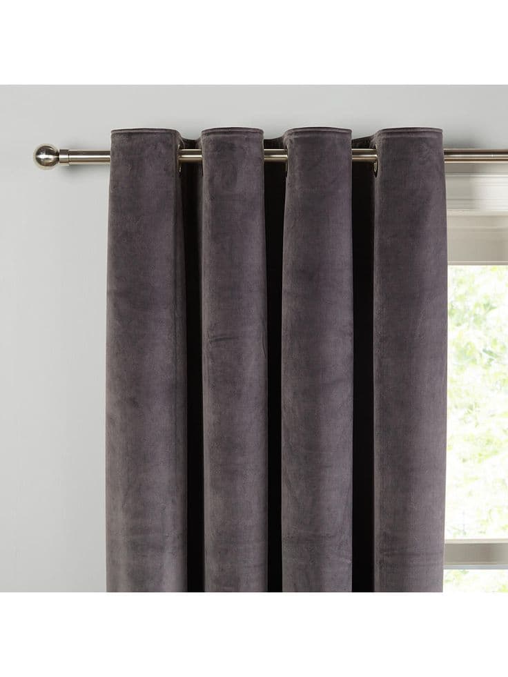 John Lewis & Partners Lustre Velvet Pair Lined Eyelet Curtains ...