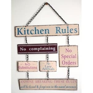 Kitchen Rules Metal Hanging Sign Chic Style Shabby Look Metal/Tin ...