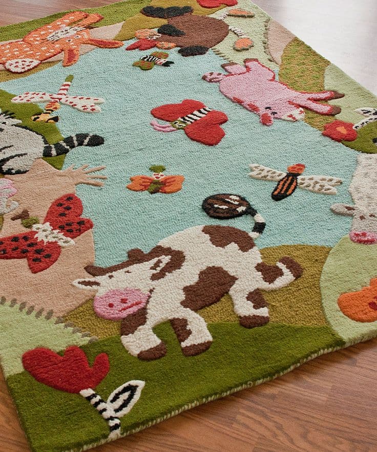 Farm Animal Rug | Kids rugs, Wool area rugs, Animal rug