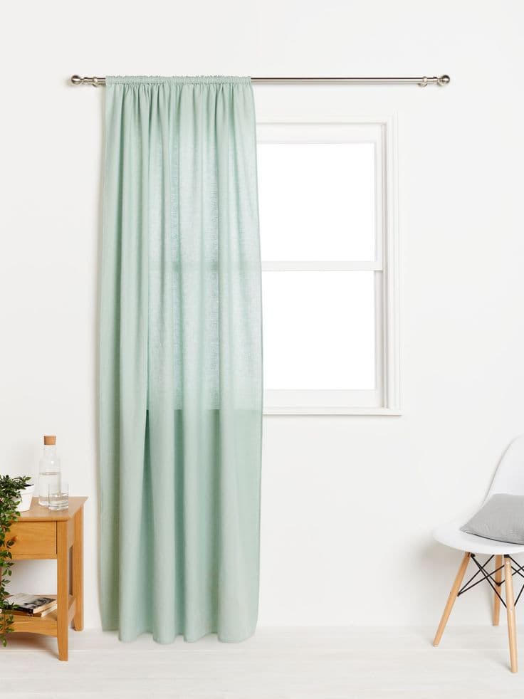 John Lewis & Partners Washed Linen Slot Top Voile Panel, Turquoise ...