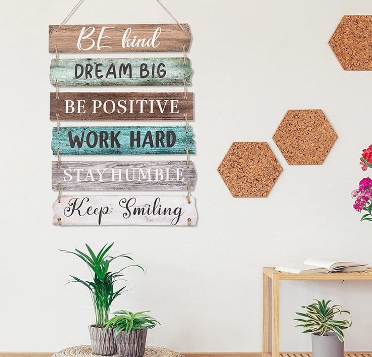 6 Pieces Rustic Wall Hanging Plaque Sign Inspirational Wall Art ...