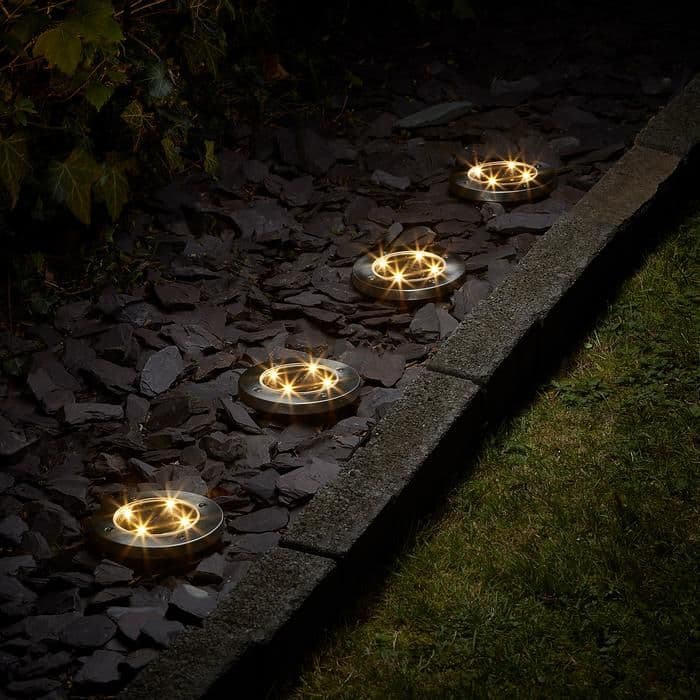 Set of 4 Warm White Solar Path Lights | Lights4fun.co.uk