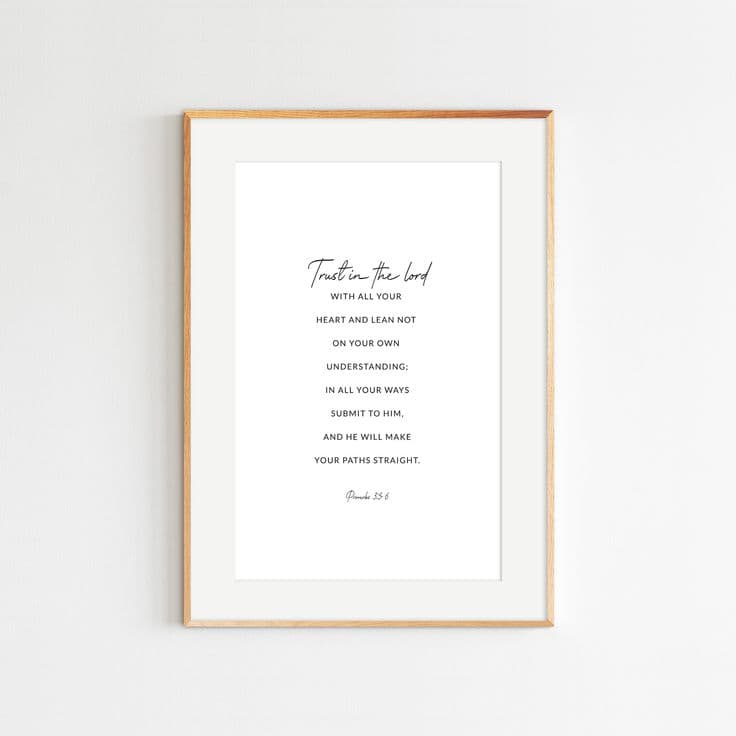 PROVERBS 3:5-6 Trust in the Lord Bible Verse Wall Art Printable ...