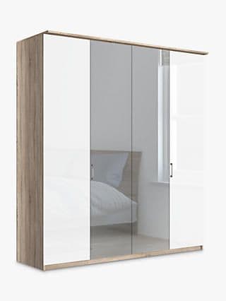 John Lewis Elstra 200cm Wardrobe with White Glass and Mirrored Hinged ...