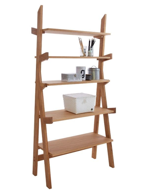 Buy habitat jessie tall narrow ladder shelf walnut veneer bookcases and ...