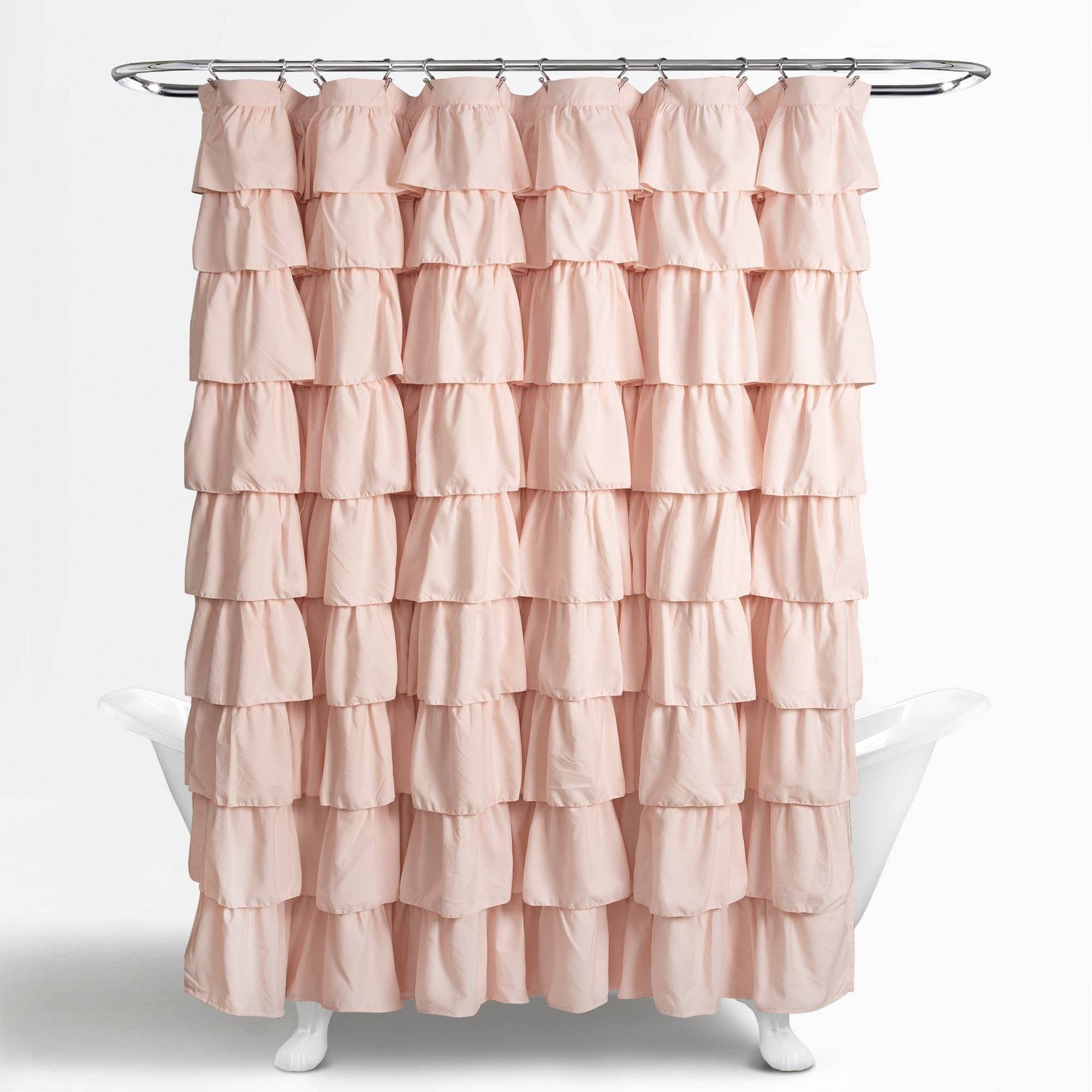 Ruffle Shower Curtain Blush Pink - Lush Décor | Ruffle shower curtains ...