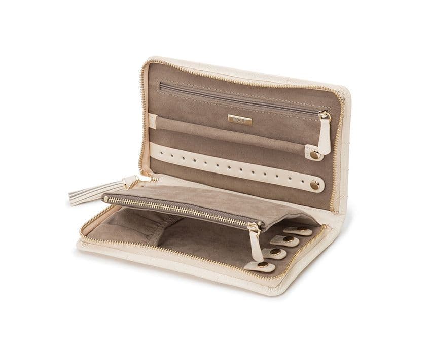 CAROLINE SMALL JEWELRY PORTFOLIO - CREAM | Jewelry case, Travel jewelry ...