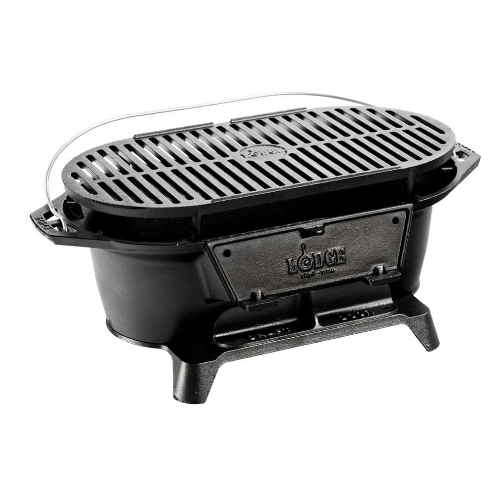 Lodge Sportsman's Portable Cast Iron Charcoal Grill in Black L410 - The ...