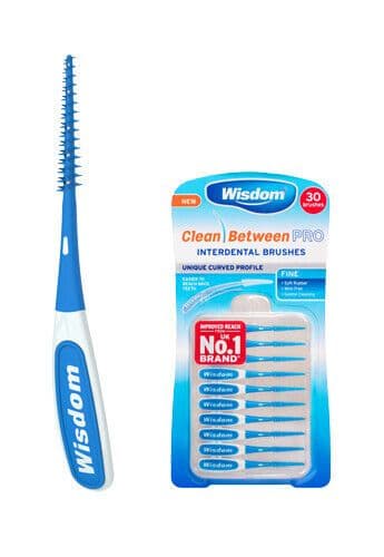 Wisdom clean between pro interdental brushes 30 in 1 pack wire free ...