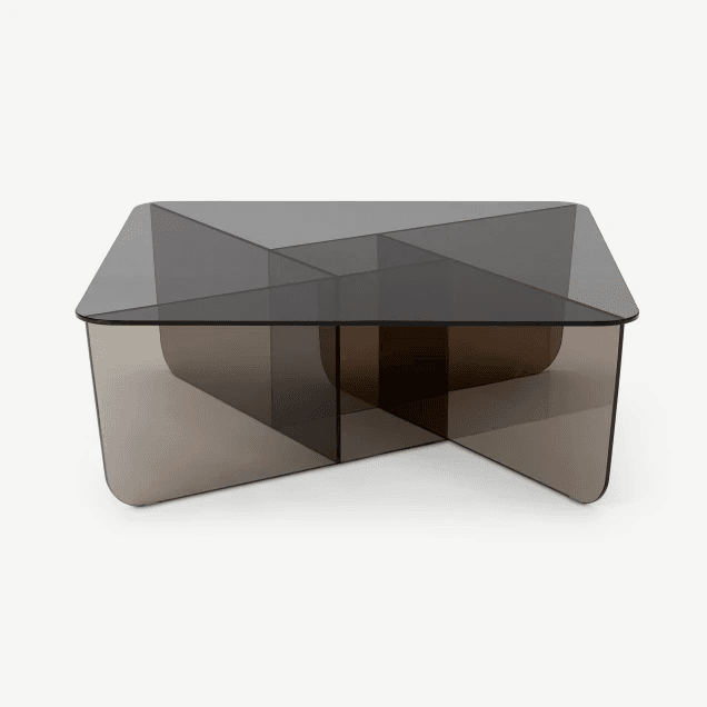 Aula Rectangular Coffee Table, Brushed Brass & Glass | MADE.com ...