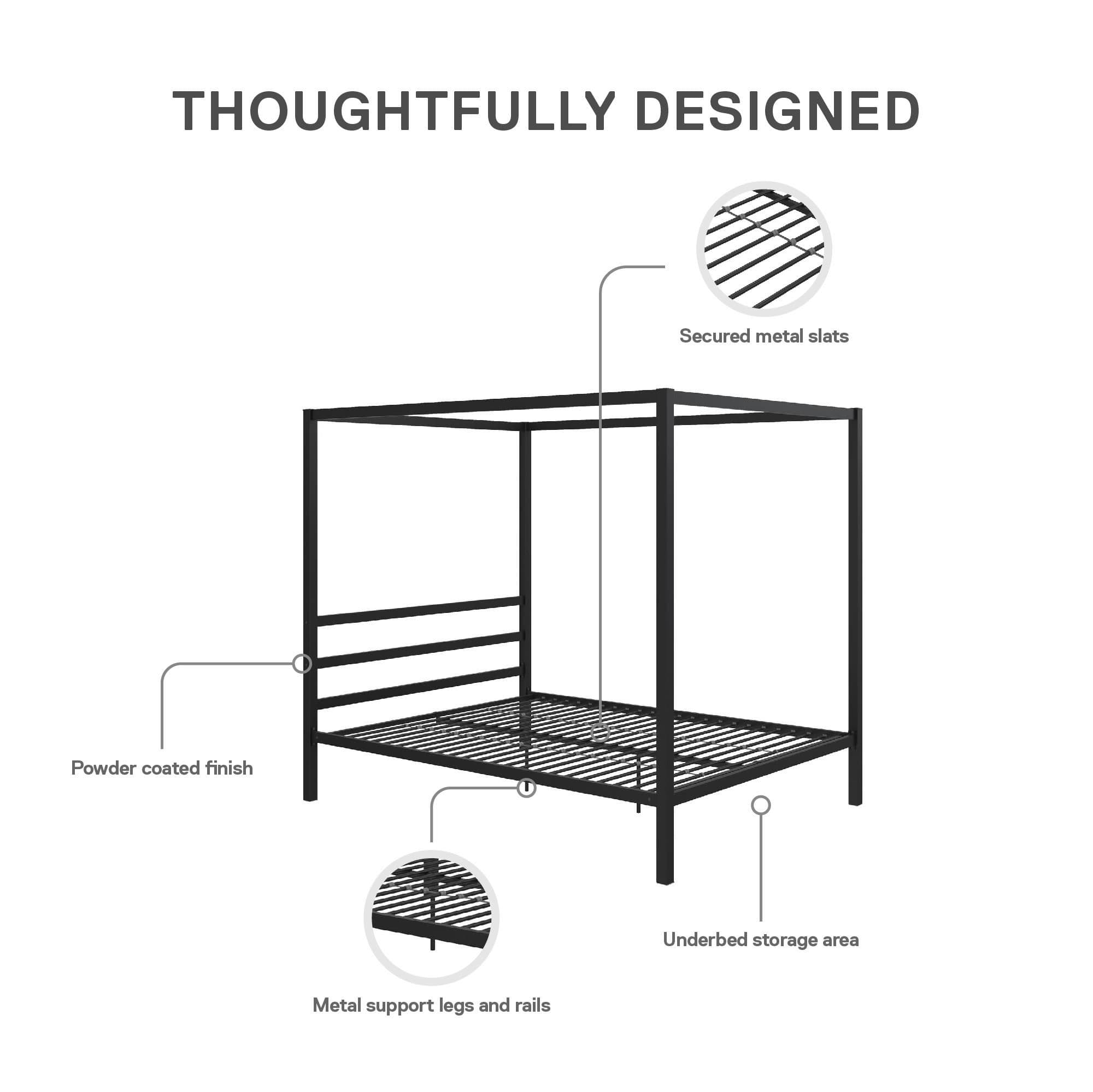 DHP Modern Metal Canopy Bed, King, Black | Mathis Home | Metal canopy ...