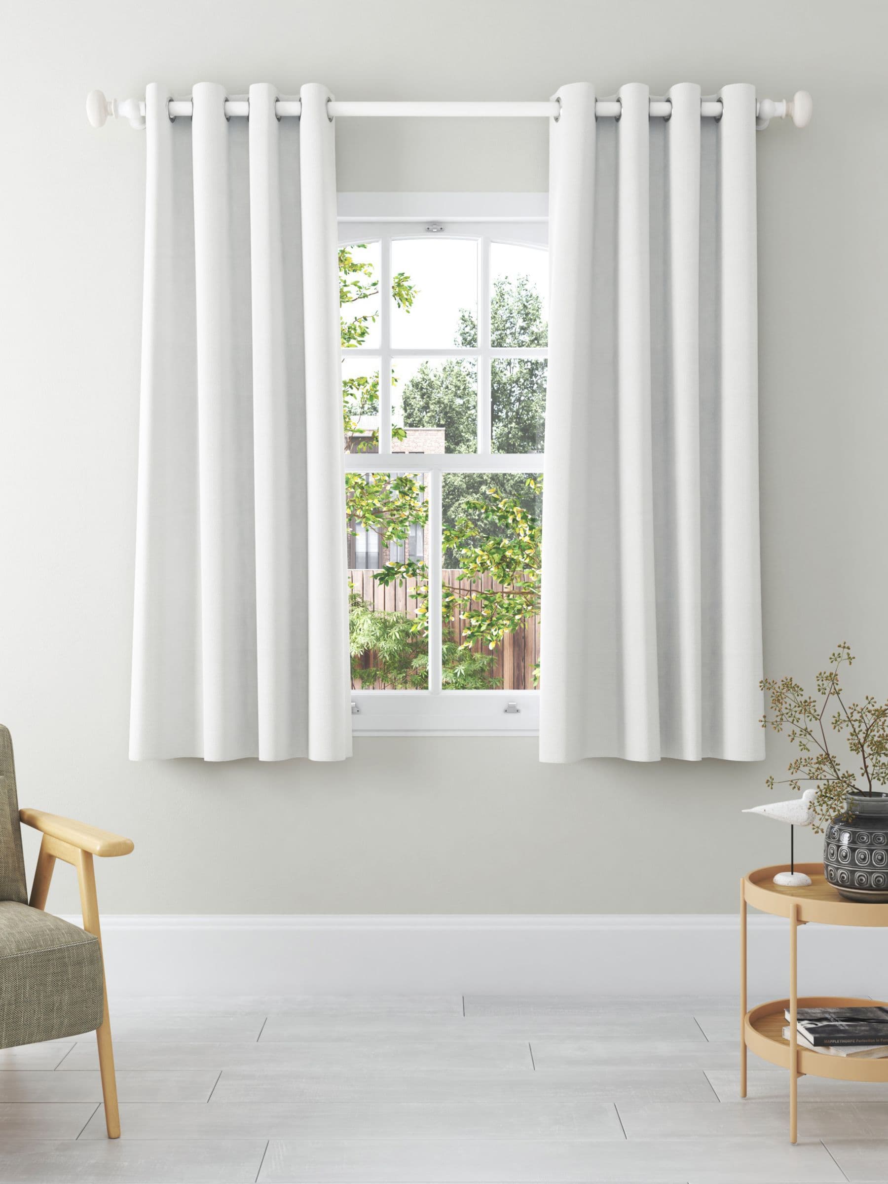 John Lewis Textured Pair Blackout Lined Eyelet Curtains, Green, W117 x ...