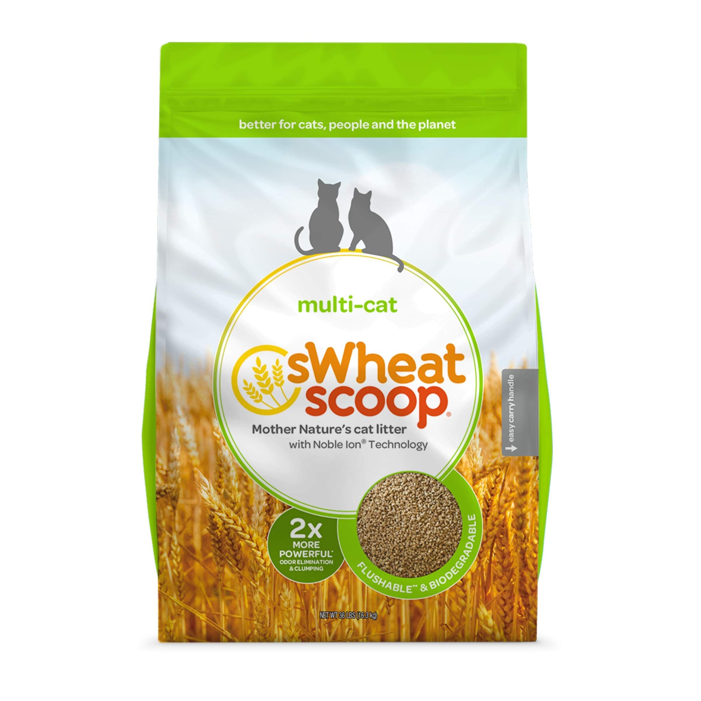 sWheat Scoop Wheat-Based Natural Cat Litter, Multi-Cat, 36 Pound Bag ...