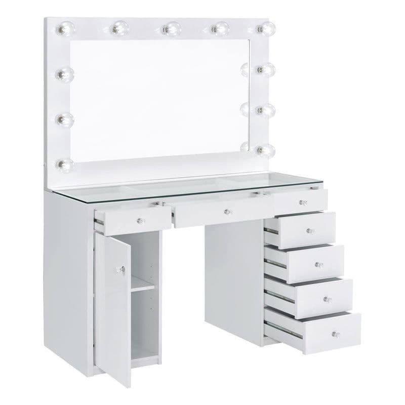 Amargosa 7-Drawer Makeup Vanity Table with LED Hollywood Mirror ...