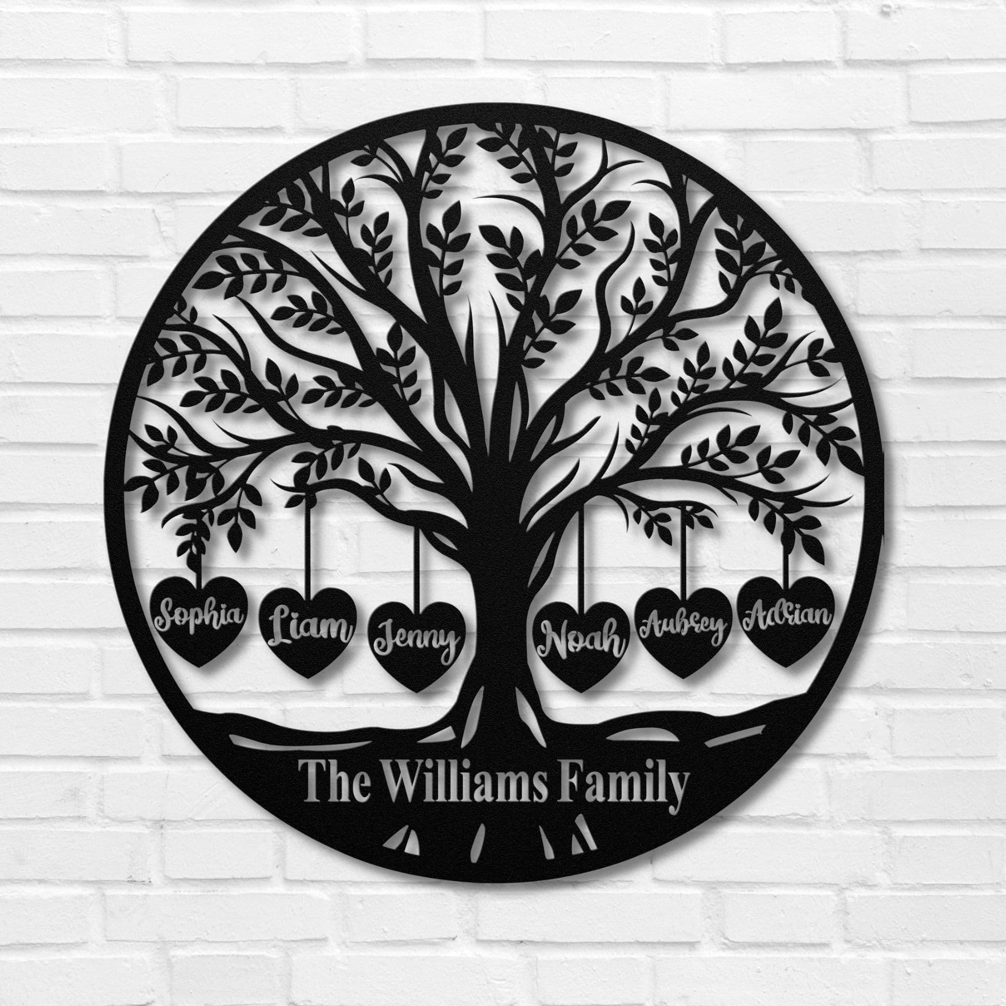 Metal Family Tree Wall Art With Engraved Names of Family Members and ...