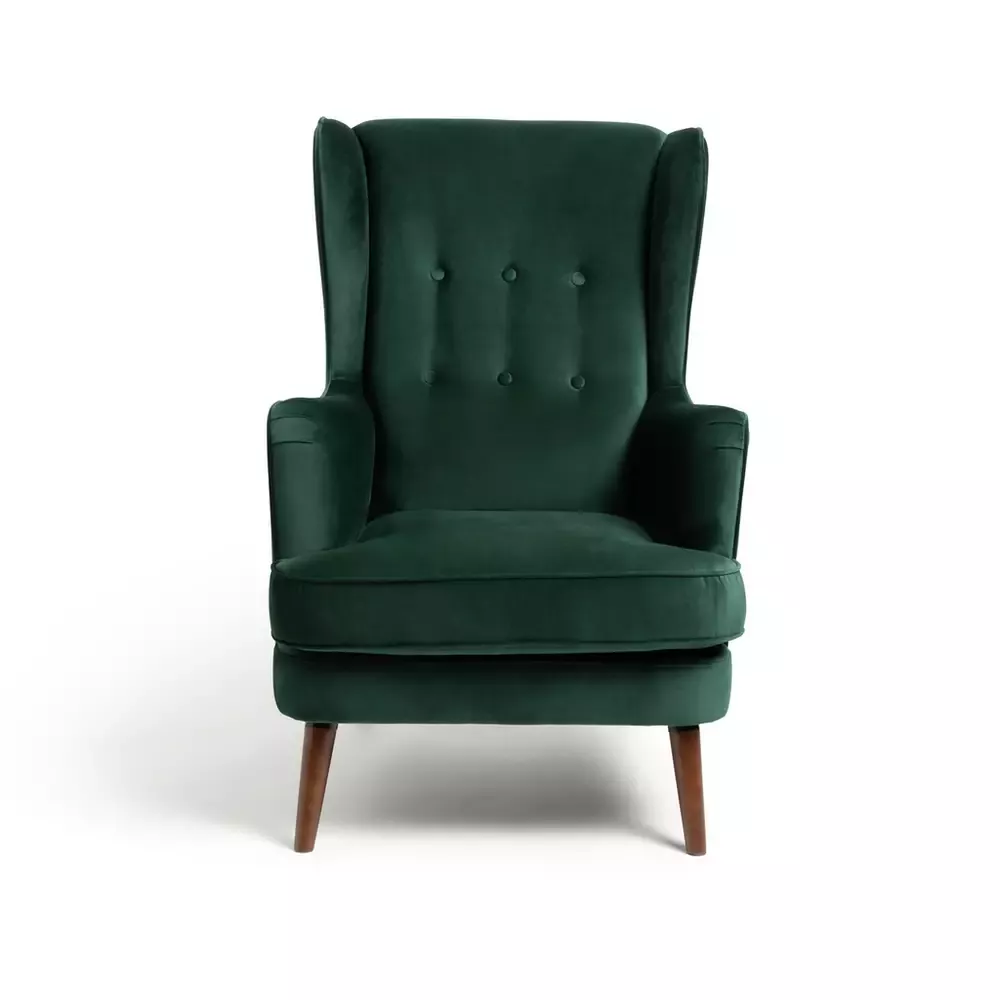 Buy Habitat Callie Velvet Wingback Chair - Forest Green | Armchairs ...