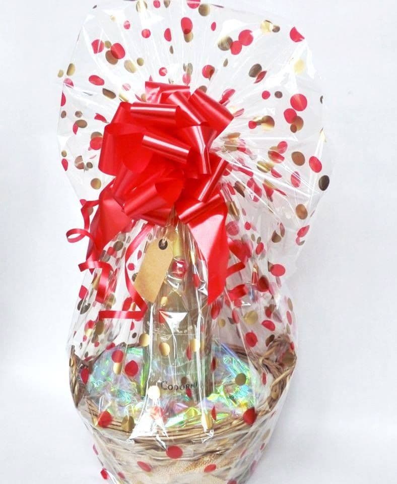 Red, Gold & Silver large dotty cellophane for basket gift wrapping ...