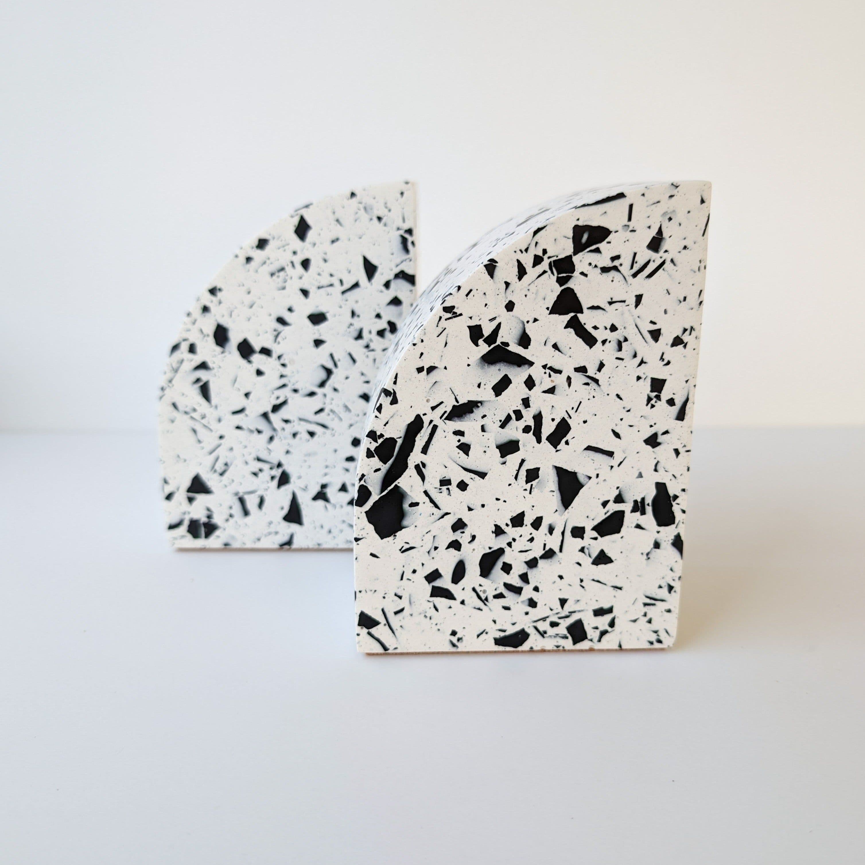 Black & White Terrazzo Curve Bookends - Set of 2 Bookends | Black and ...