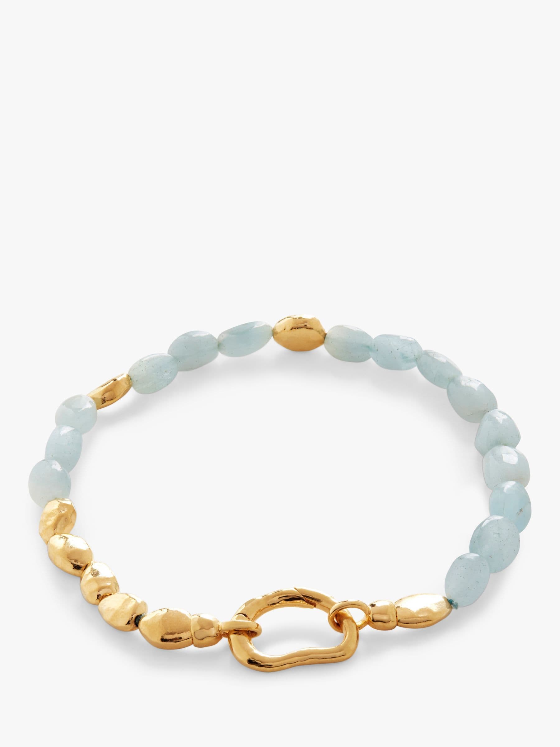 Monica Vinader Rio Beaded Mix Bracelet, Gold/Aquamarine, M/L | Elegant ...