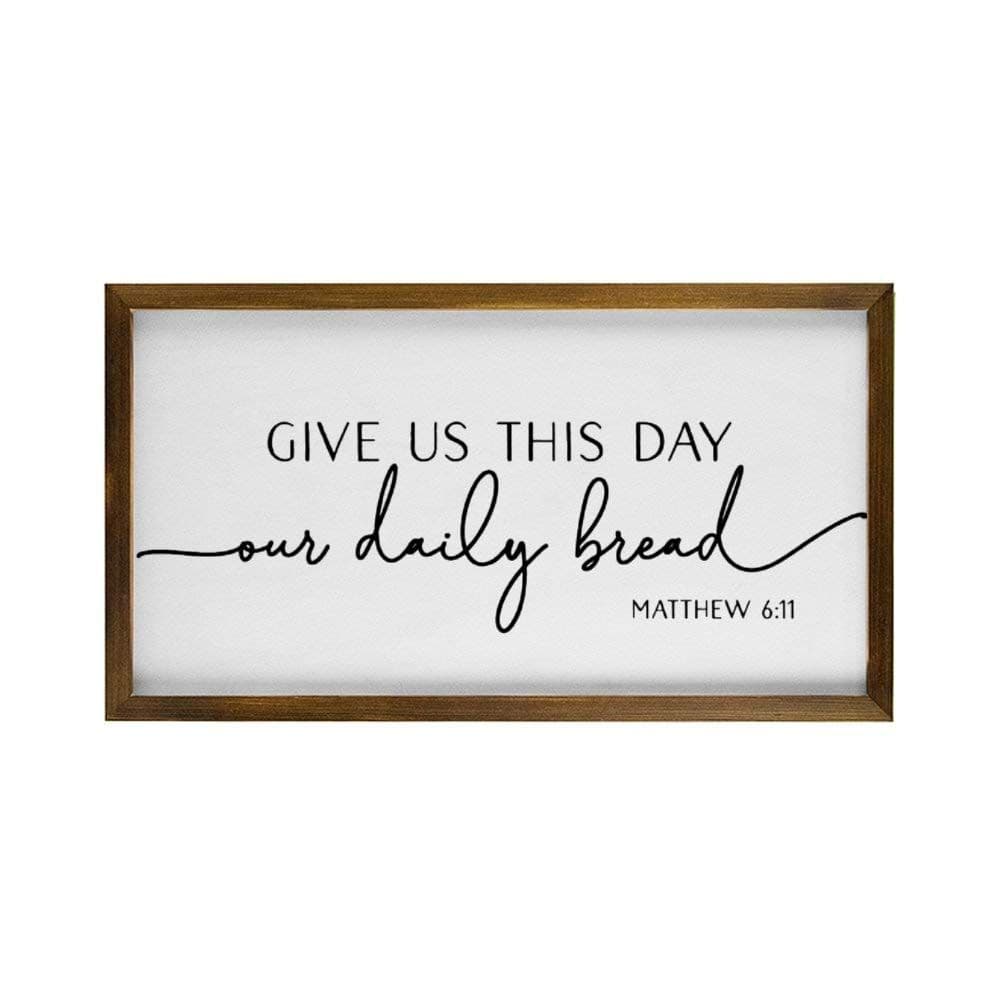 Give Us This Day Our Daily Bread Framed Wood Sign, Wooden Wall Hanging ...