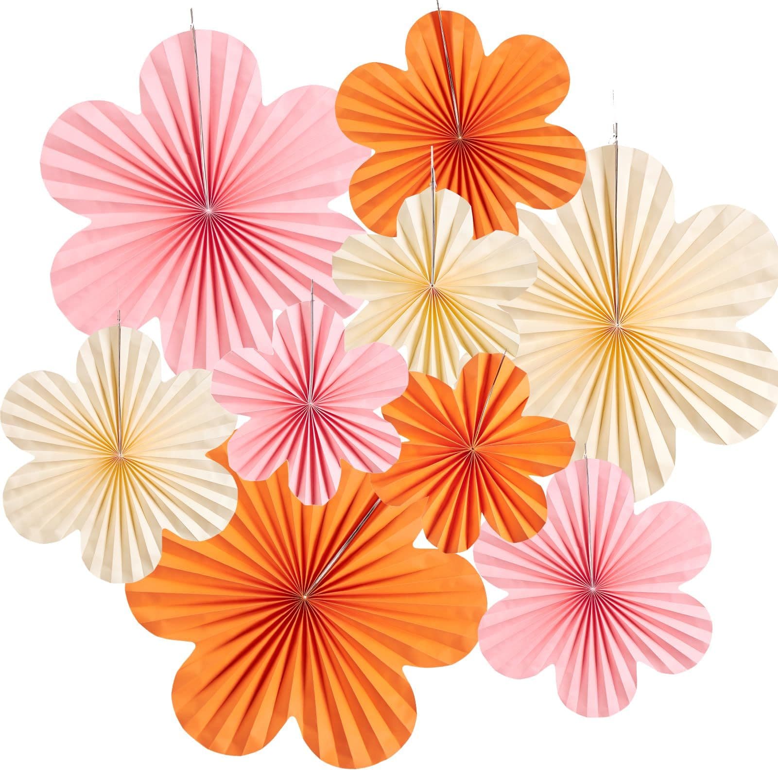 Paper Flowers Decorations for Wall Orange Paper Fans Classroom ...