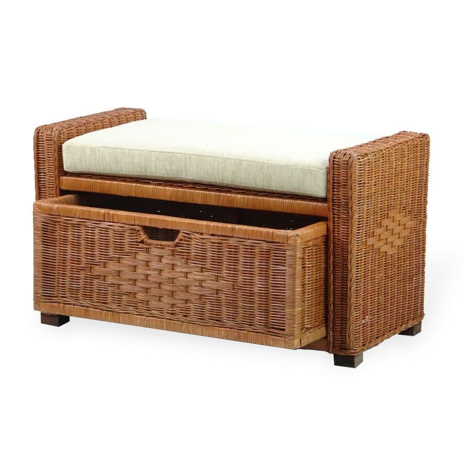 Bruno handmade 32 rattan wicker chest storage ottoman with drawer ...