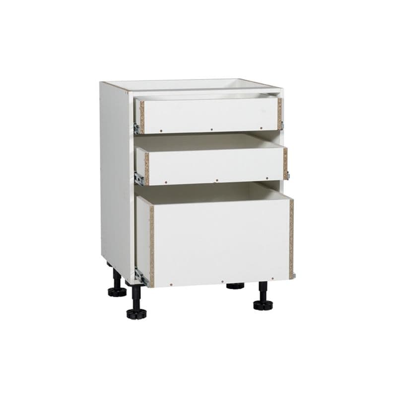 Kaboodle 600mm White 3 Drawer Base Kitchen Cabinet | Base cabinets ...