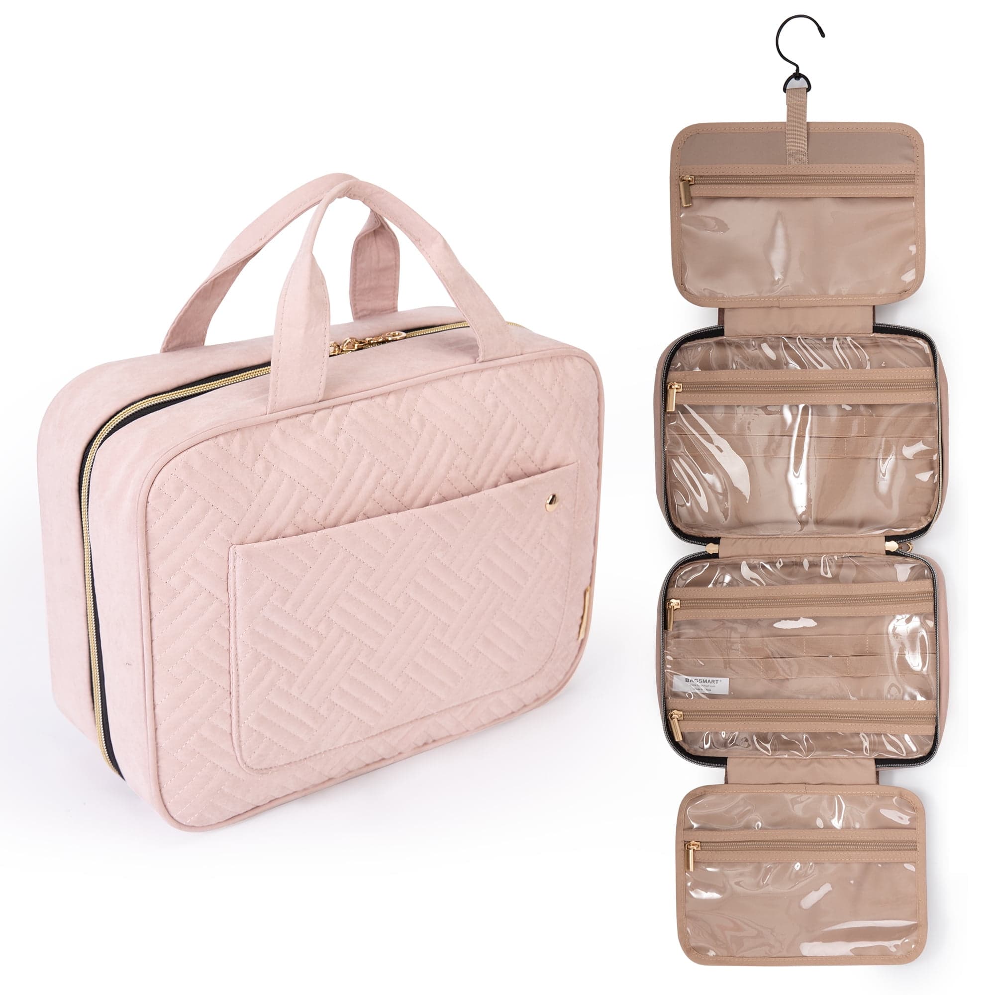 BAGSMART Toiletry Bag, Makeup Cosmetic Bag with Hanging Hook, Water ...