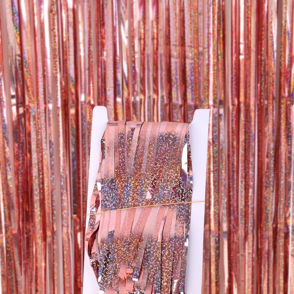 Rose Gold Tinsel Party Backdrop Glitter - Foil Fringe Curtain Party ...