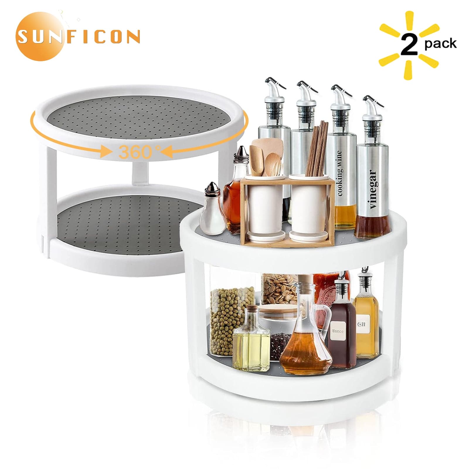 2 Pack 10 Inch 2 Tier Lazy Susans Turntable - Kitchen …