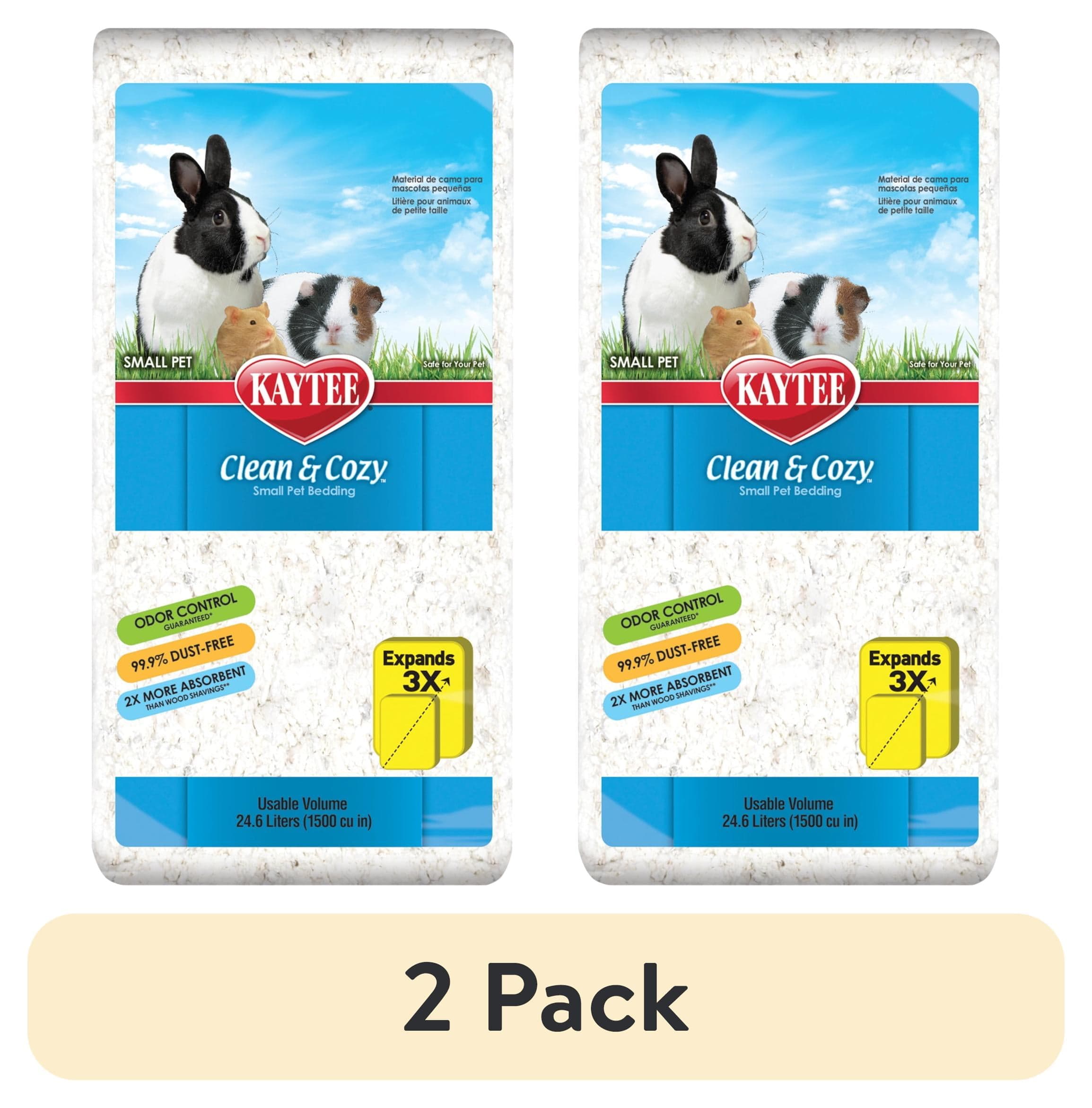 (2 pack) Kaytee Clean & Cozy White Small Animal Pet Bedding 24.6 Liters ...