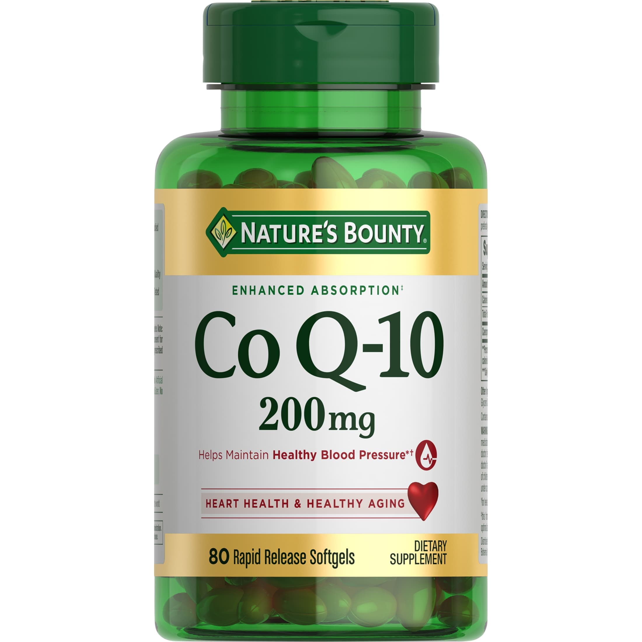 (2 pack) Nature's Bounty CoQ10 200 mg Rapid Release Softgels, Heart ...