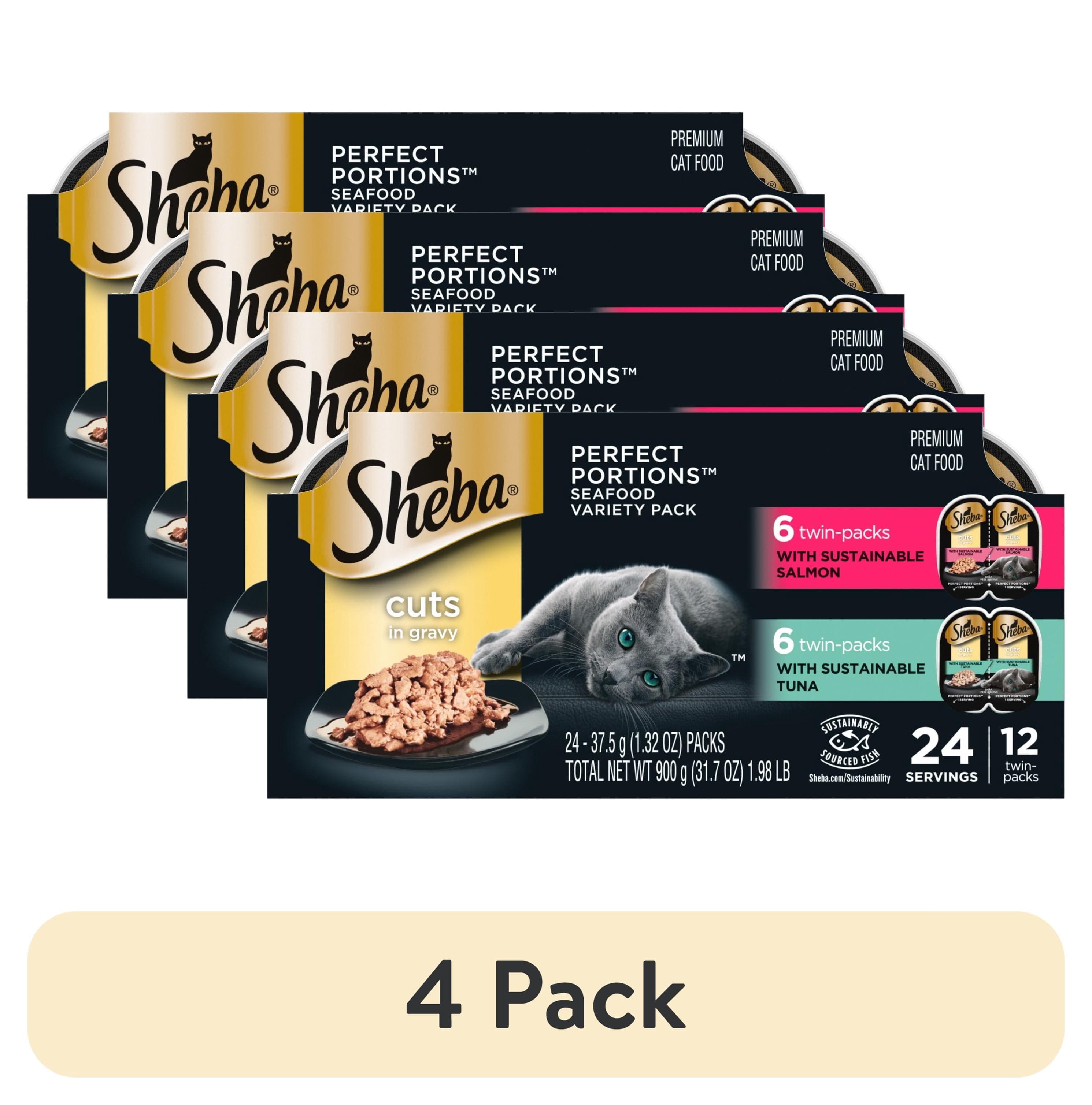 (4 pack) Sheba Perfect Portions Wet Cat Food Cuts in Gravy Variety Pack ...