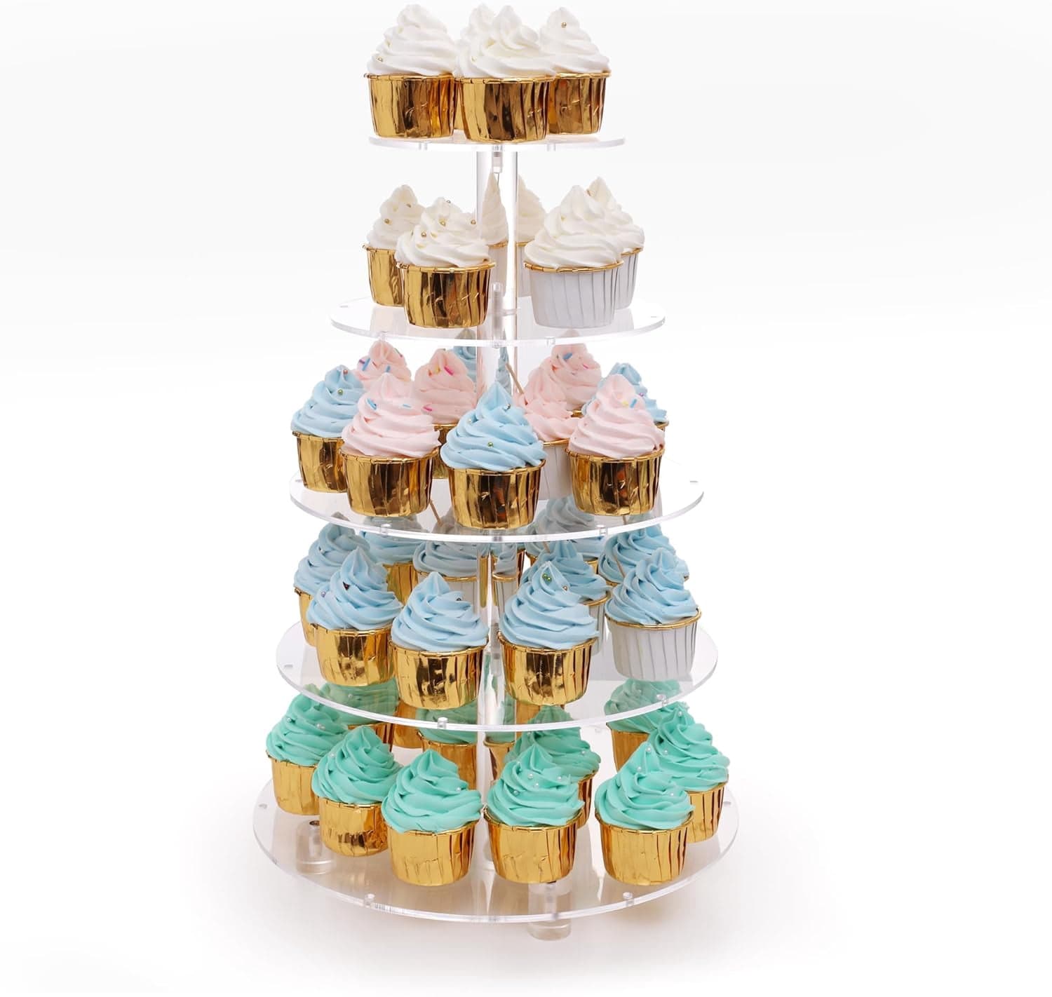 5 Tier Cupcake Stand, Clear Acrylic Cupcake Holder - Disc Tower Display ...
