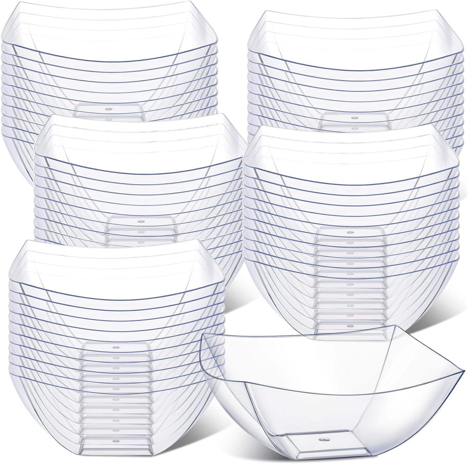 50 Pcs Clear 16 Oz Square Plastic Serving Bowls for Disposable Snack ...