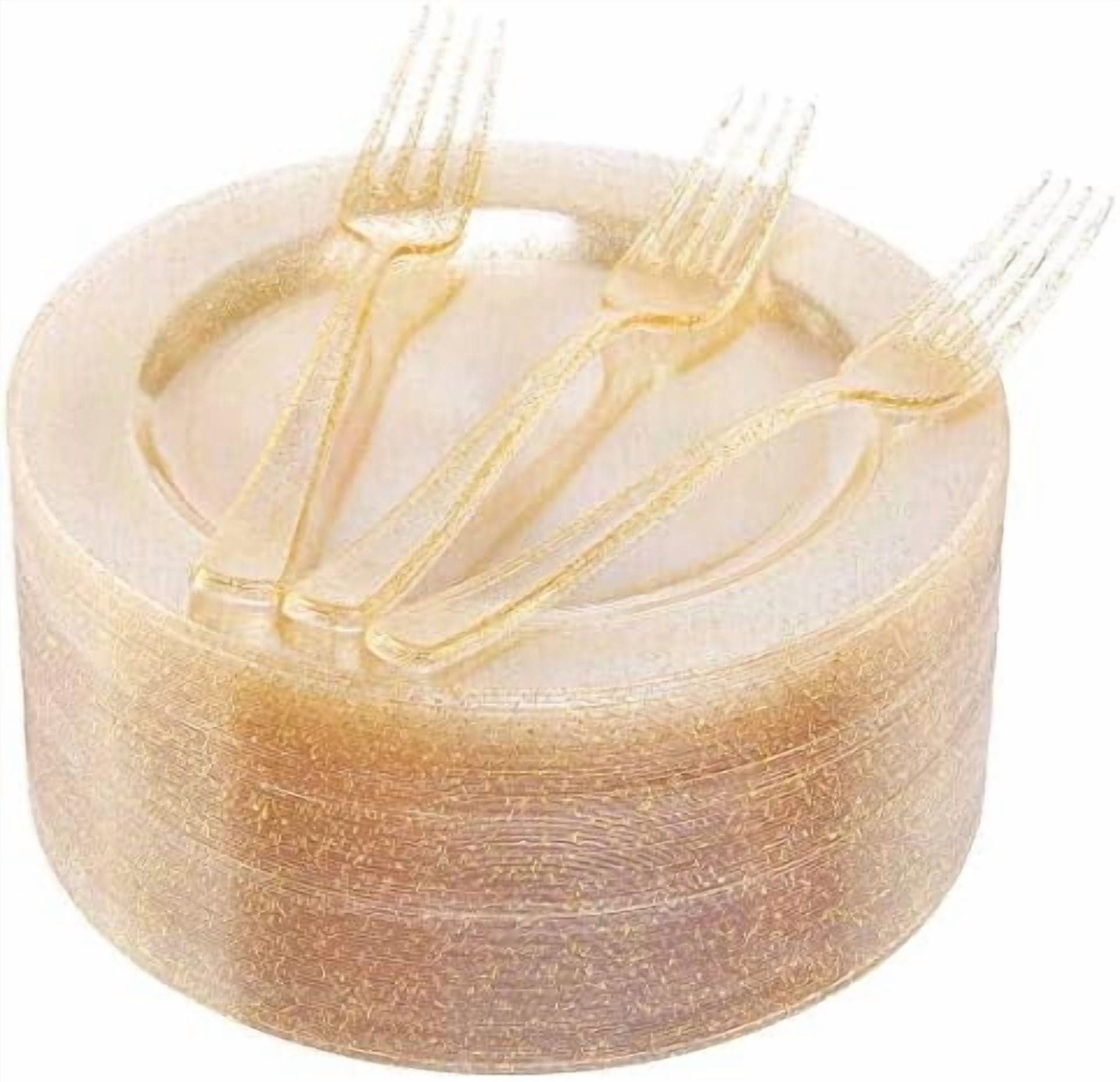 72 Pieces Plastic Dessert Plates 7.5" & 72 Pieces Gold Disposable Forks ...