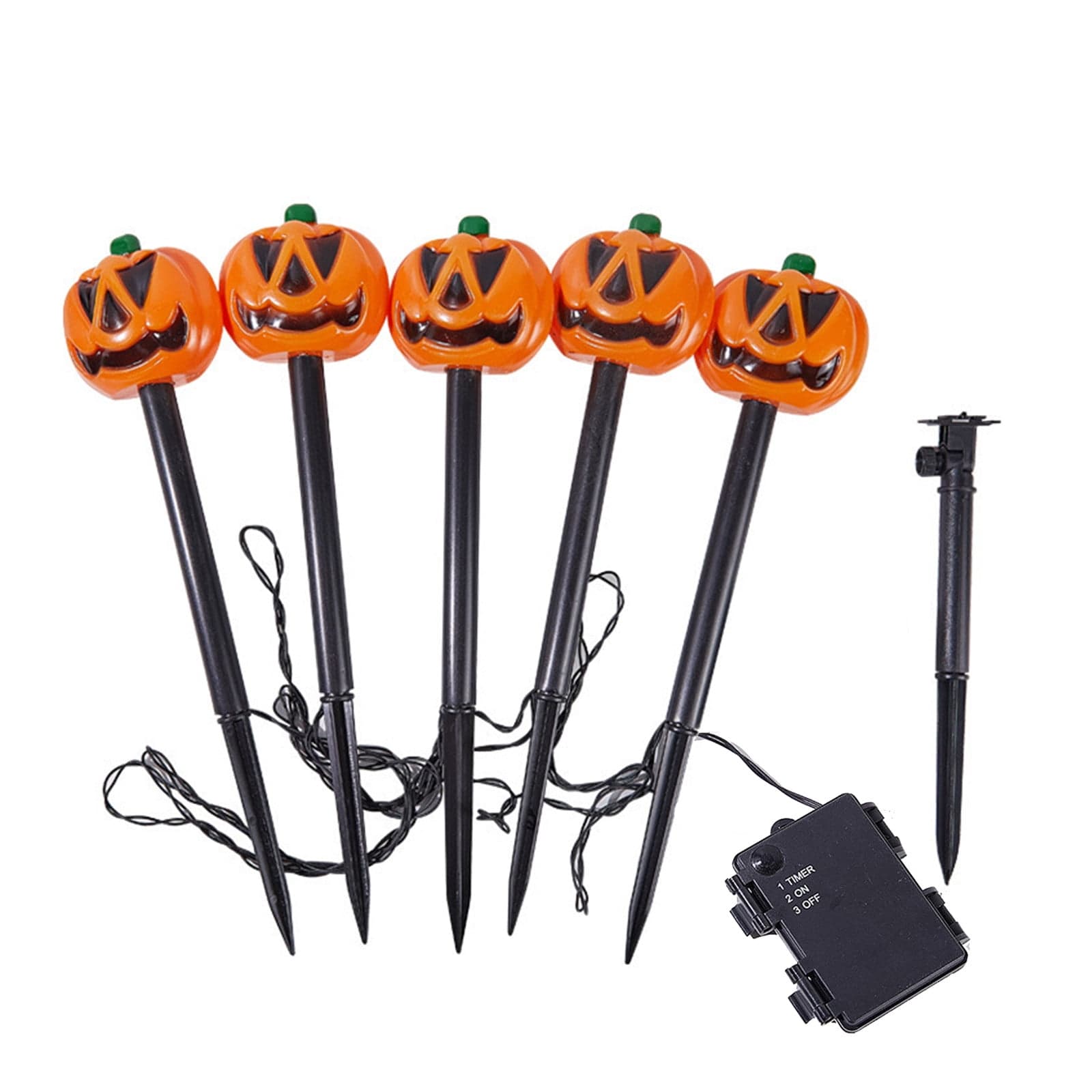 Summercome 5-Pack Halloween Pumpkin Garden Stake Lights for Halloween ...