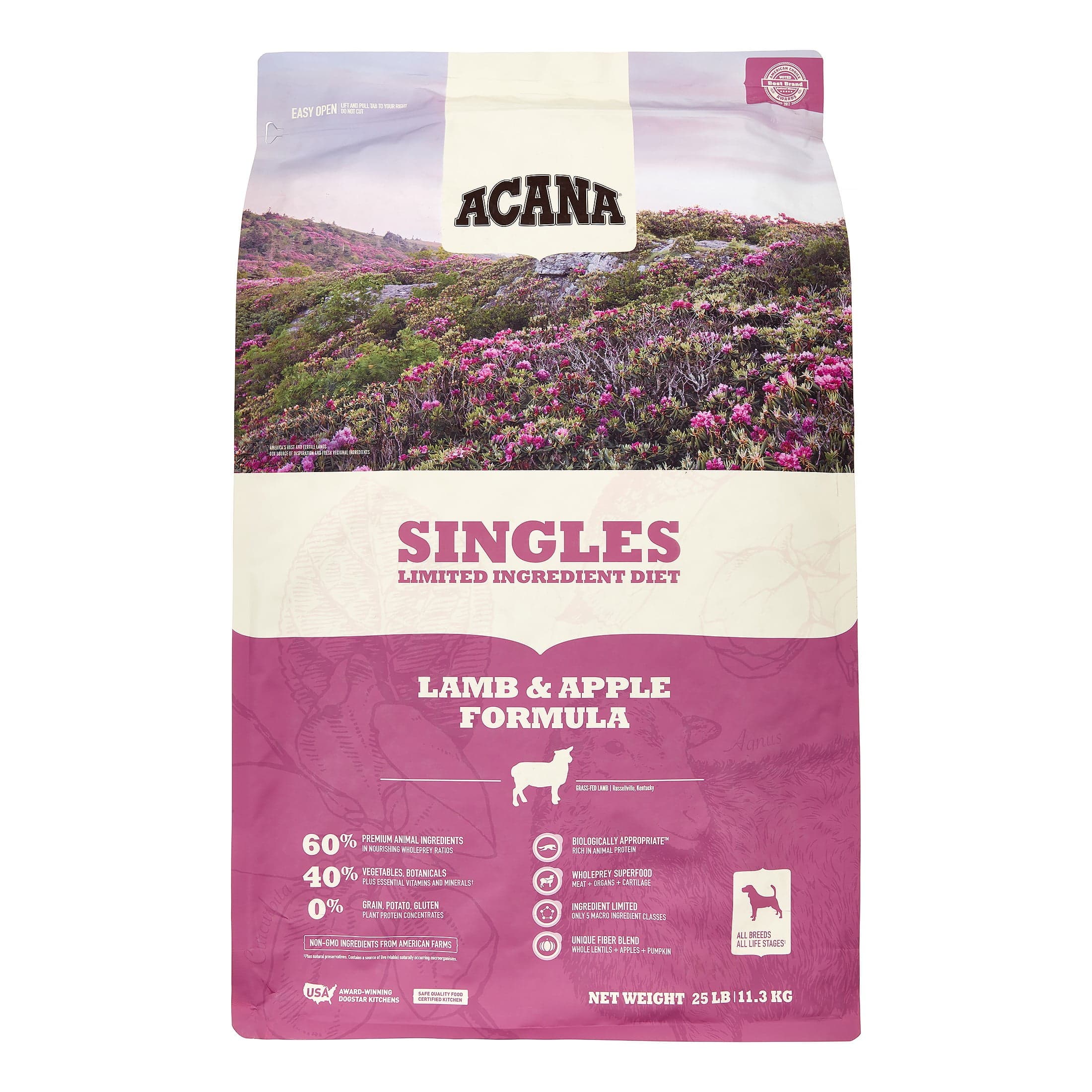 Acana Singles Grain-Free Lamb & Apple Dry Dog Food, 25 lb - Walmart.com